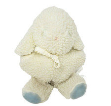 8" VINTAGE EDEN MUSICAL WIND UP BABY LAMB BLUE FLOWERS STUFFED ANIMAL PLUSH TOY