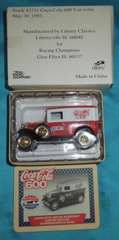 NASCAR COCA COLA 600 Van com lata 30 de maio de 1993 Racing Champions Stock #2711 - Imagem 2 de 4