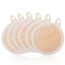 6 Pack Loofah Facial Scrubber Exfoliating Sponge Round Pads for Men Women