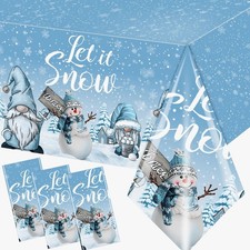 3Pcs Gnome Tablecloth, Christmas Snowflake Rectangle Winter Wonderland Table ...