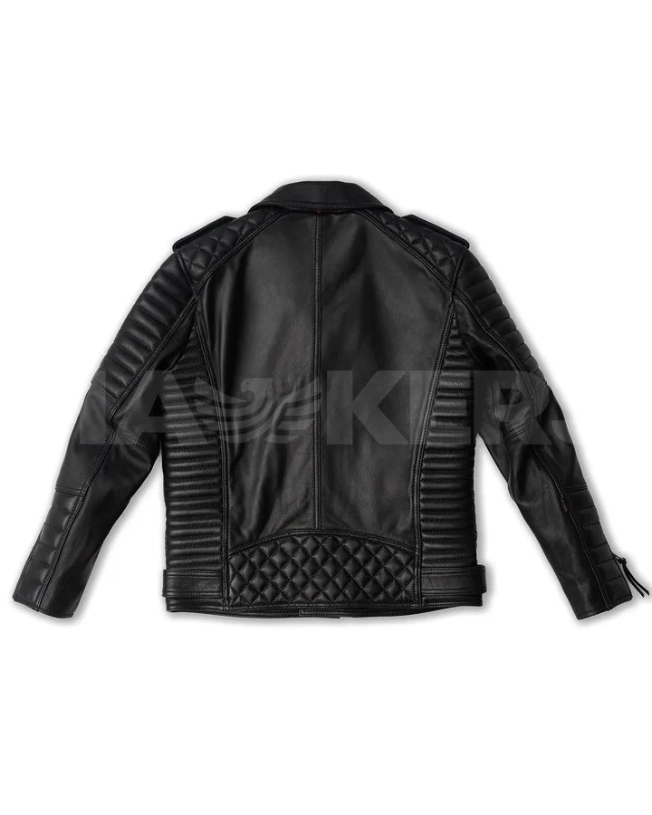 Belvedere Reload : 100% Genuine Black Cowhide Leather Jacket , Biker Jacket - Image 4 of 4