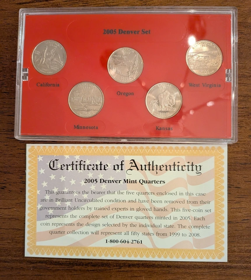 2005 State Quarter Set - Denver, Philly, 24K Gold & Platinum - 20 Coins w/COAs - Image 3 of 4