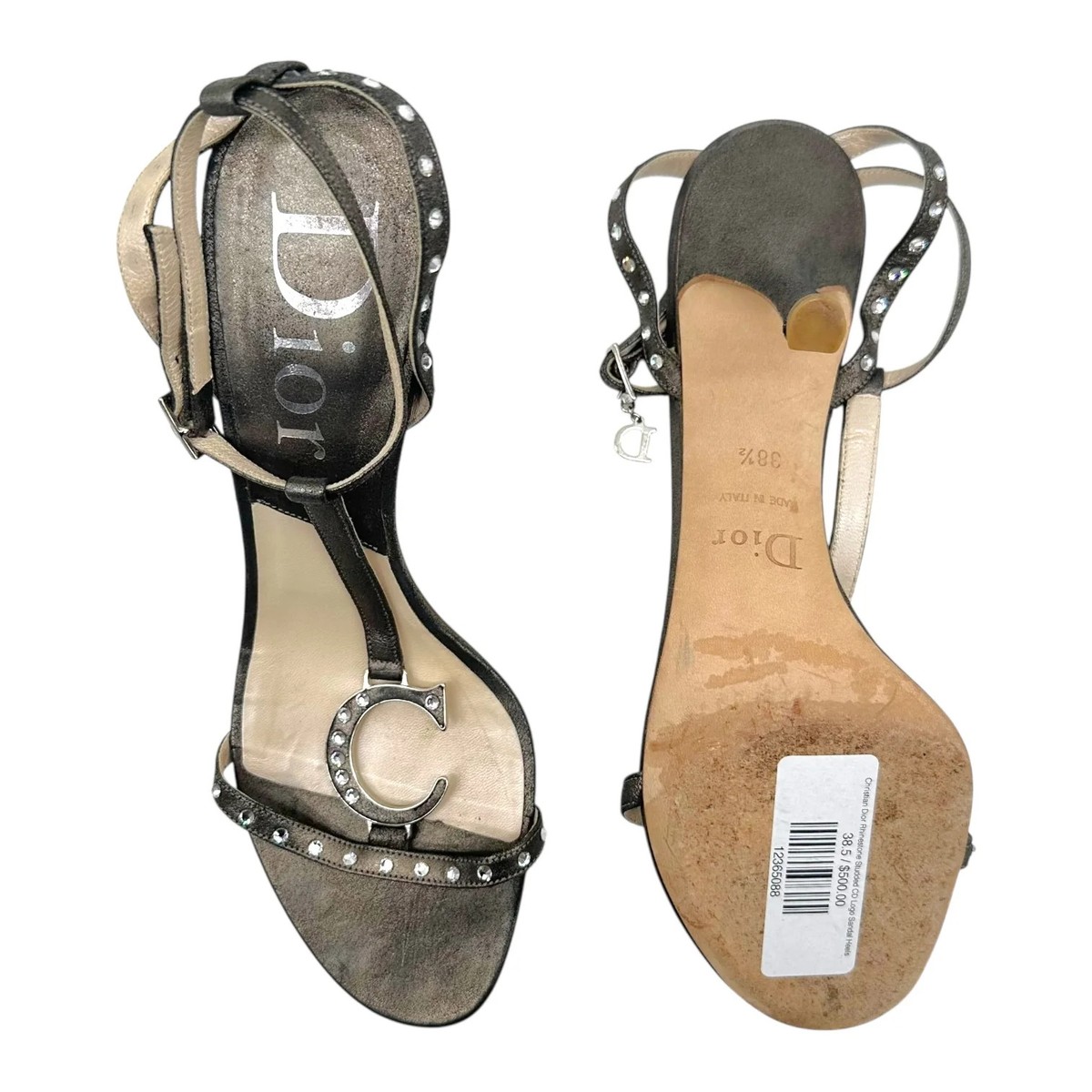 Christian Dior Rhinestone Studded CD Logo Sandal Heels | eBay