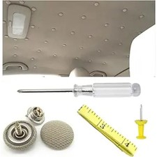 60PCS Car Roof Headliner Repair Rivets Retainer Buttons, Roof -Beige Grey Grid