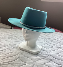 Dorfman Pacific Womens Turquoise Blue Wool Cowboy Hat Metallic Shimmer Band