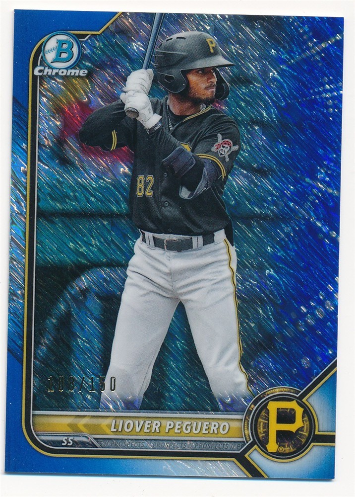 LIOVER PEGUERO 2022 BOWMAN CHROME BLUE SHIMMER REFRACTOR #BCP-34 SP #105/150