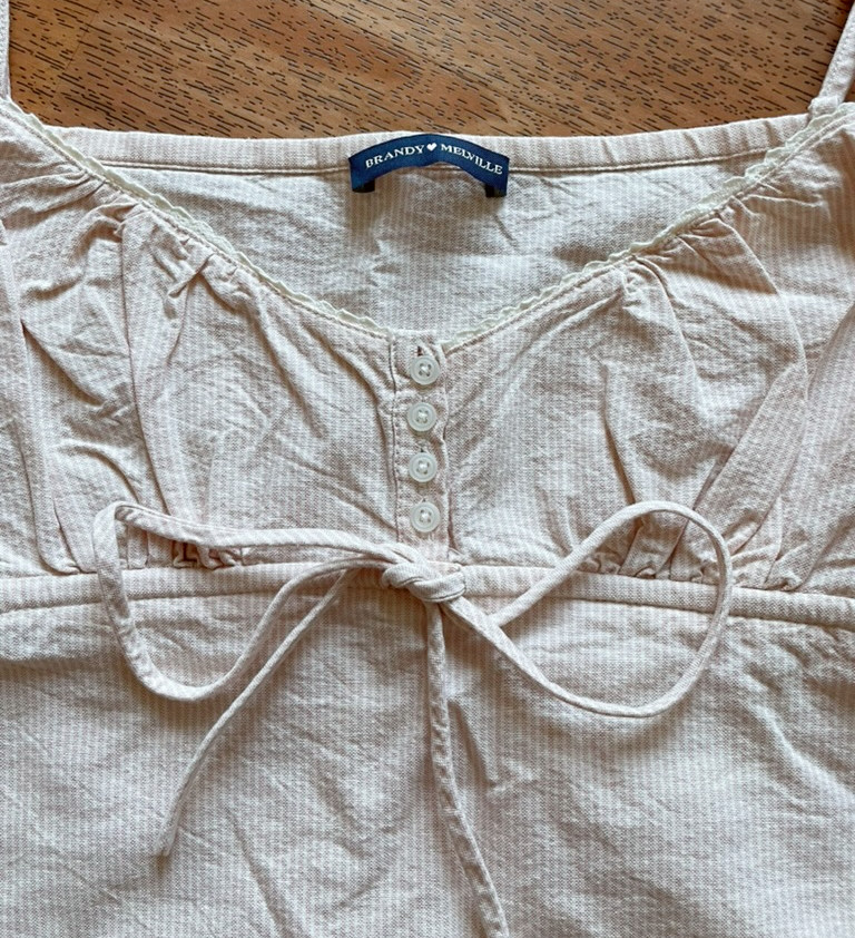 Brandy Melville Pink Stripe Pajama Set Button Tank Top & Cotton Lounge Shorts