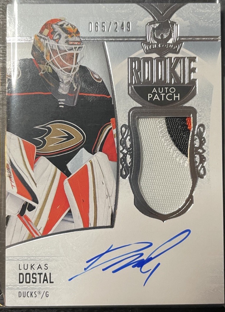 2022-23 UD THE CUP ANAHEIM LUKAS DOSTAL ROOKIE PATCH AUTO 065 /249