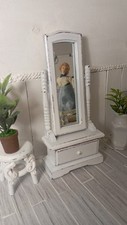 Specchio da Terra Miniatura 1:12 Shabby Chic Decapato Fatto a Mano Dollhouse.