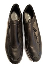 Geox Respira Women's Maurica Black Leather Wedge Zip-Up Loafers