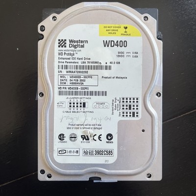 Western Digital WD 3.5'' WD Protege 40GB IDE HDD WD400 Hard Drive, As Is
