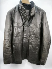Gallotti 1965 Men's brown leather jacket Coat size 56 uk XL