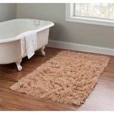 Riverbay Furniture Transitional Flokati Hand Woven Wool 2'4"x4'3" Rug in Brown