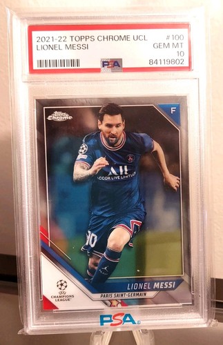 2021-22 Topps Chrome UCL Lionel Messi #100 PSA 10 GEM MT