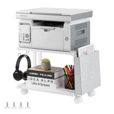 Printer Stand Under Desk Printer Table with Wheels 2 Tier Small Printer Cart ...