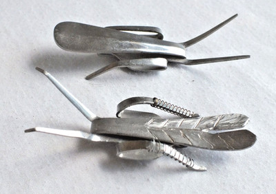 2 stainless steel fork grasshoppers utensil flatware novelty nick nack Bug crick