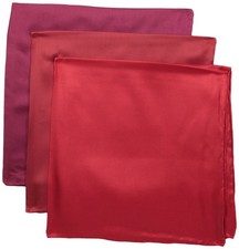 Men's 100 Silk Hand Rolled 17"x 17" Pocket Square Three Piece Set, Burgundy/...