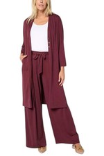 WynneLayers Women's Sorona Jersey Knit Duster Burgundy