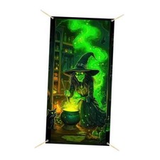 Halloween Door Cover Witch Potion Room 71 x 35 Inch Green