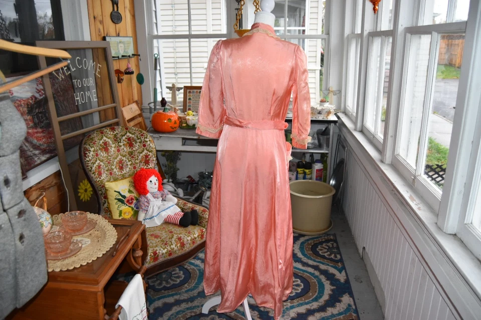 Vestido de Colección Años 40 Joan Iris Sastre Hollywood Borde Coral Encaje Pequeño Foto 3 de 4