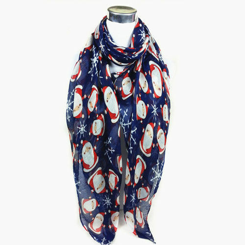 Women Ladies Christmas Festive Scarf Santa Claus Print Winter Snowflake Gift UK - Picture 21 of 21