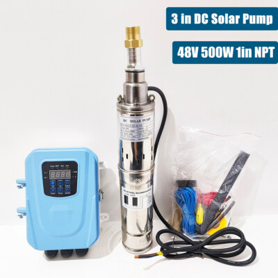 500W 3'' Solar Pump Submersible Pump Bore DC 48V Deep Well Pump + MPPT Controller