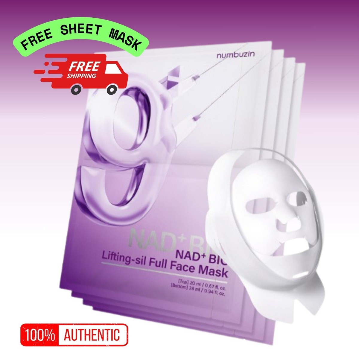 NUMBUZIN No.9 NAD+ Lifting Facial Mask 4 Sheets + Lifting Band