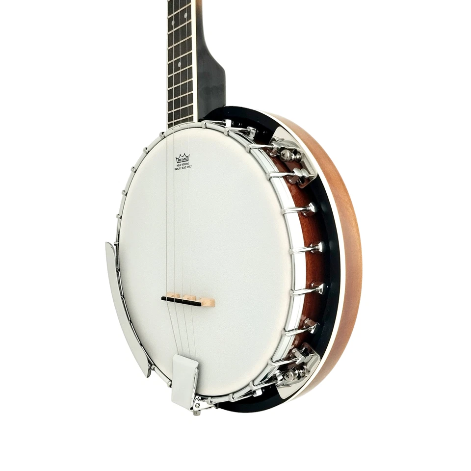 Caraya BJ004 4-String Tenor Banjo, Mahogany Resonator, digital tuner, picks, bag - Image 4 of 4