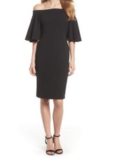 Eliza J Off the Shoulder Sheath Dress ,Black size 4