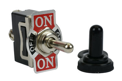 TEMCo 20A 125V ON-OFF-ON SPDT 3 Terminal Toggle Switch With Waterproof Boot Cap