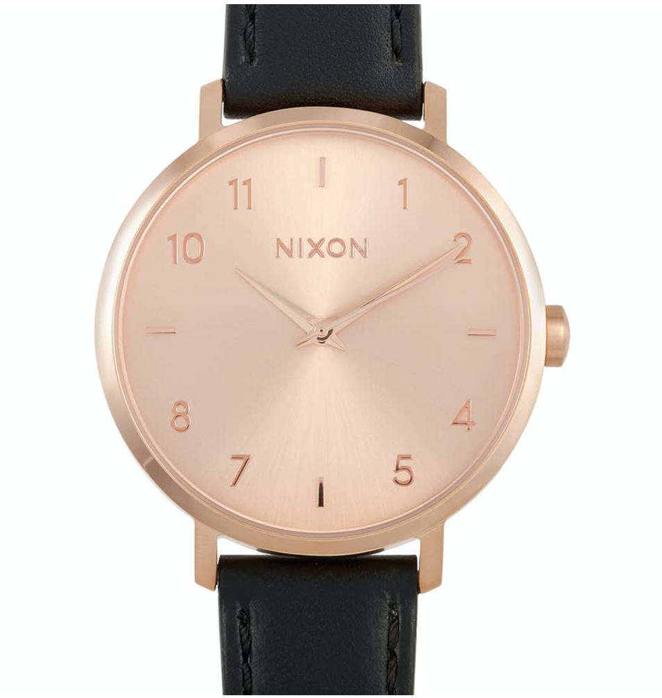 Nixon Arrow Rose Gold Watch, Black Leather Strap, 38mm, A1091 1098, New In  Box