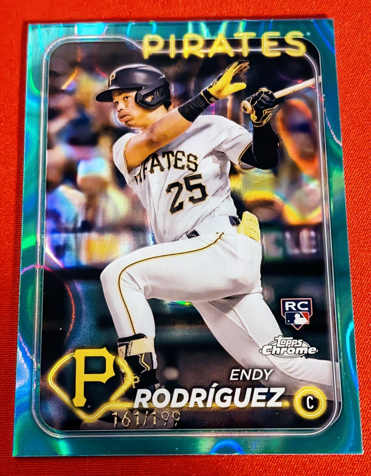 2024 Topps Chrome #295 Endy Rodriguez Aqua Lava Parallel /199 RC Pirates
