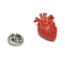 Red Enamelled Anatomical Heart Surgeons Lapel Pin Badge, 15 x 20mm