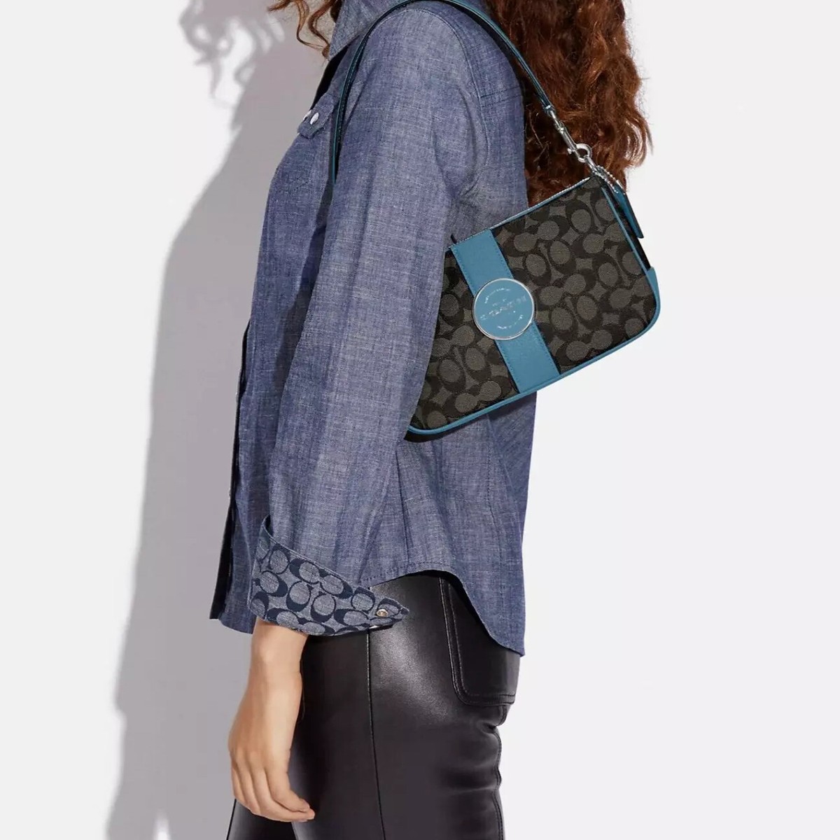 NWT Coach Lonnie Baguette In Signature Jacquard C8306