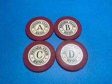  NEVADA CLUB RENO NEVADA CASINO SET OF 4 ROULETTE CHIPS     Y-288