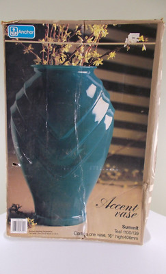  Anchor Hocking Teal Vase New