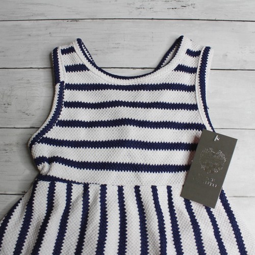 Vince Camuto Girl's Sleeveless Dress Size 4 4T White Navy Blue Stripe - Picture 10 of 12