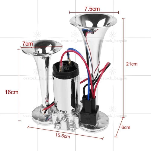 600DB 12V Car Air Horn Kit Loud Speaker Dual Trumpet Compressor Truck Vehicle Oz - Picture 2 of 12