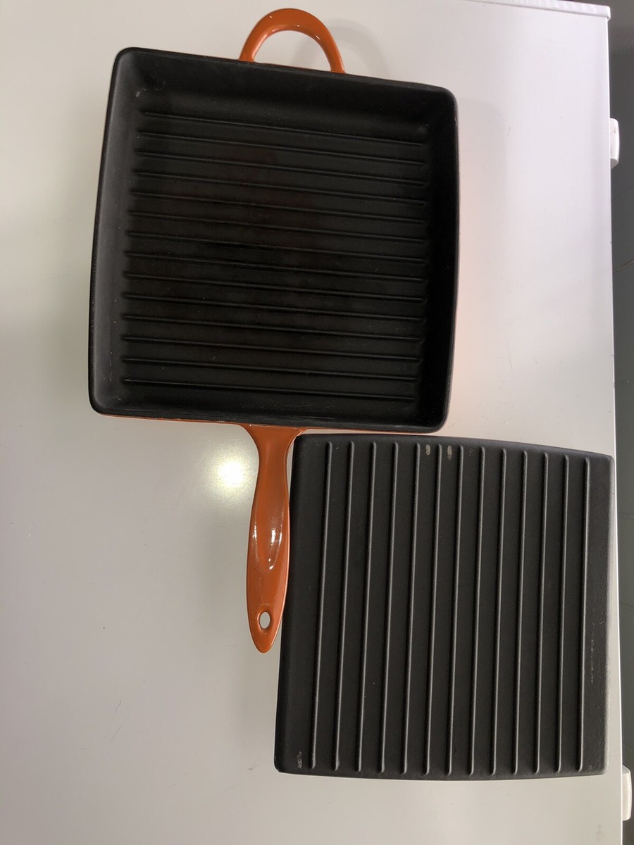 Mario Batali By Dansk Orange Enameled Cast Iron Grill Pan With