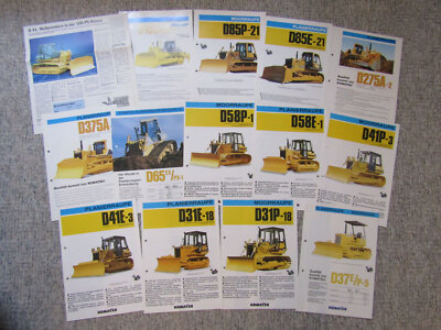 13 Prospekte Komatsu D375A-2 D37E  D31P-18 Planierraupen + Zeitungsausschnitt