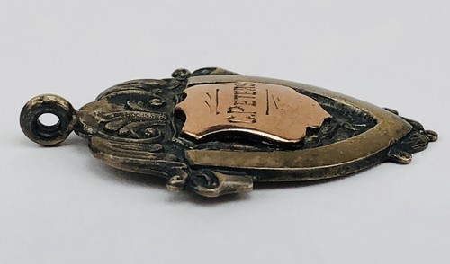 Antigua medalla llavero escudo campeón natación 10k plata esterlina 1924 (C. Peters) - Imagen 5 de 10