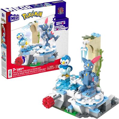  MEGA Pokemon Kinder Bauspielzeug, Piplup und Sneasels Snow Day mit baubaren 