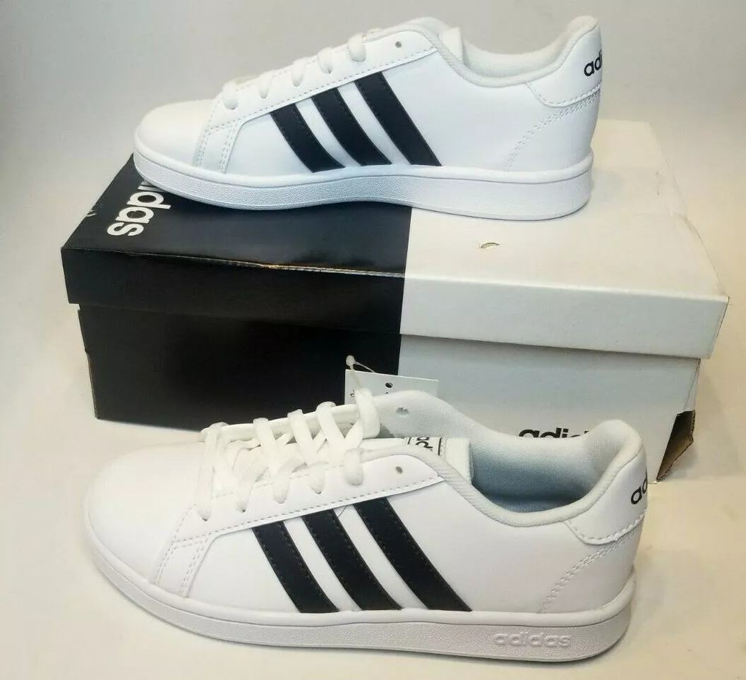 Adidas Kids Grand Court Sneaker EF0103 Unisex White Black 1.5US NEW IN BOX