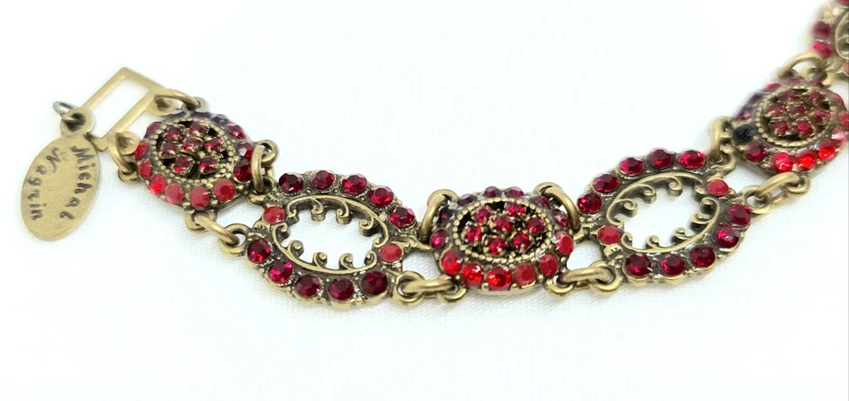 Hermosa Pulsera Michal Negrin Cristal Rojo Suave Única. Foto 3 de 4