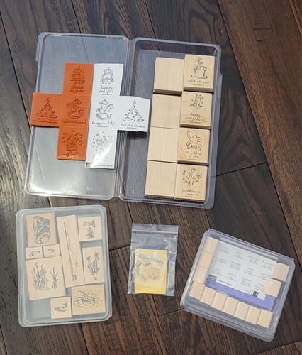 Wooden RUBBER Stamps ARTS & CRAFTS Scrapbook LOT OF 30 Stamps NEW & USED