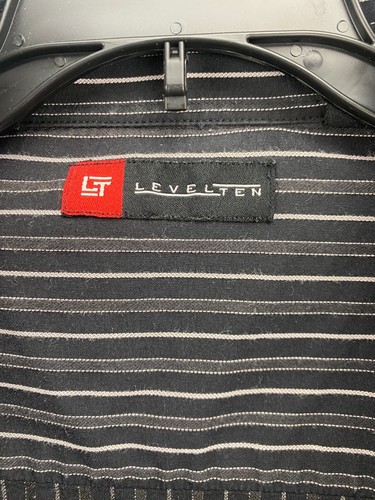 Level Ten Dress Shirt Button Down Up Mens XL Black White Pin Striped - Picture 6 of 8