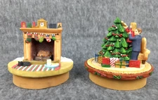 Our America Yankee Candle Toppers Set of 2 Christmas Fireplace & Christmas Eve 2
