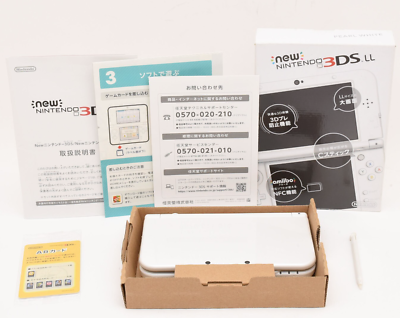 New Nintendo 3DS XL LL Console w/Box Adapter Pink White Lime Green