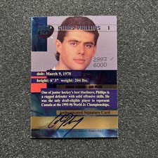 1996 Collectors Edge CHRIS PHILLIPS #1 Hot Picks ROOKIE AUTO 2993/6000