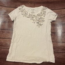 Girl  s Old Navy White Gray Textured Floral Shirt XL 14